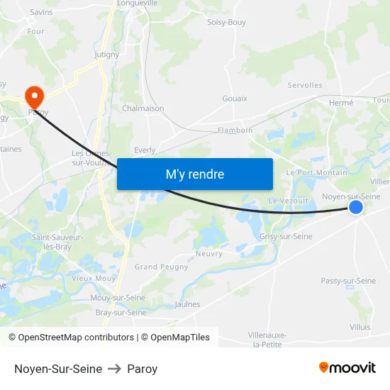 Noyen-Sur-Seine to Paroy map