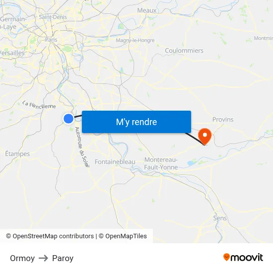 Ormoy to Paroy map