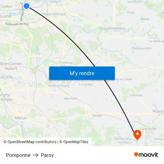 Pomponne to Paroy map