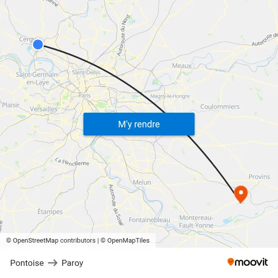 Pontoise to Paroy map