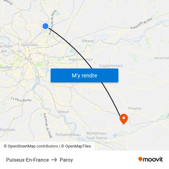 Puiseux-En-France to Paroy map