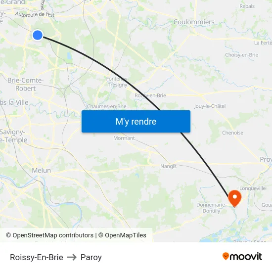 Roissy-En-Brie to Paroy map
