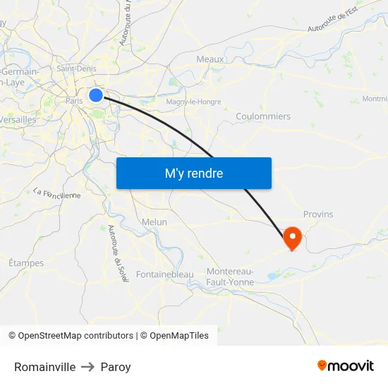 Romainville to Paroy map