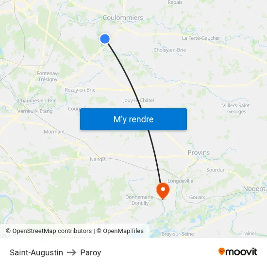 Saint-Augustin to Paroy map