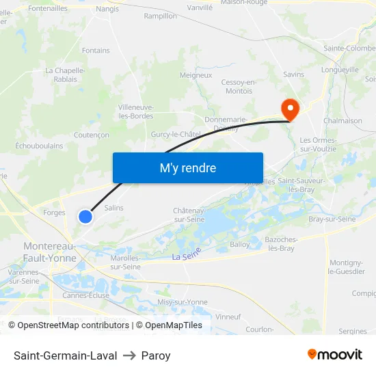 Saint-Germain-Laval to Paroy map