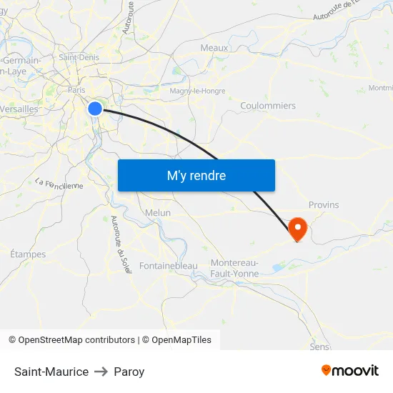 Saint-Maurice to Paroy map