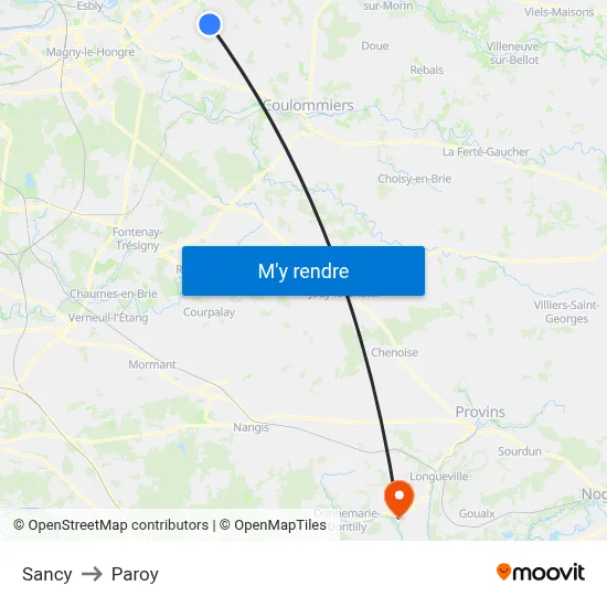 Sancy to Paroy map