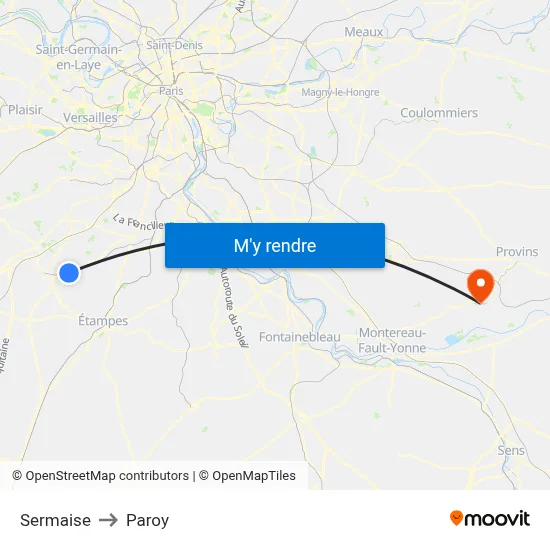 Sermaise to Paroy map