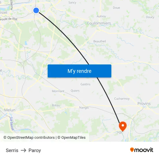 Serris to Paroy map