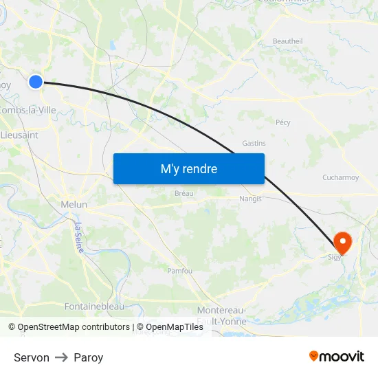 Servon to Paroy map