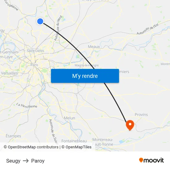 Seugy to Paroy map