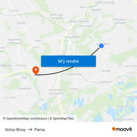 Soisy-Bouy to Paroy map