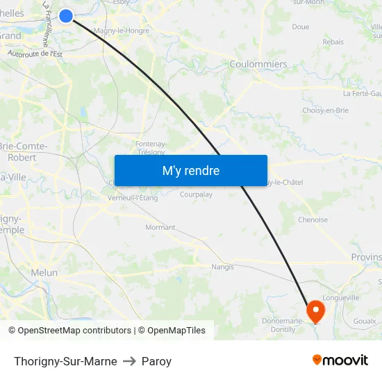 Thorigny-Sur-Marne to Paroy map