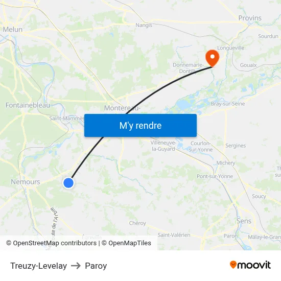 Treuzy-Levelay to Paroy map