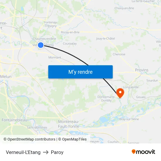 Verneuil-L'Etang to Paroy map