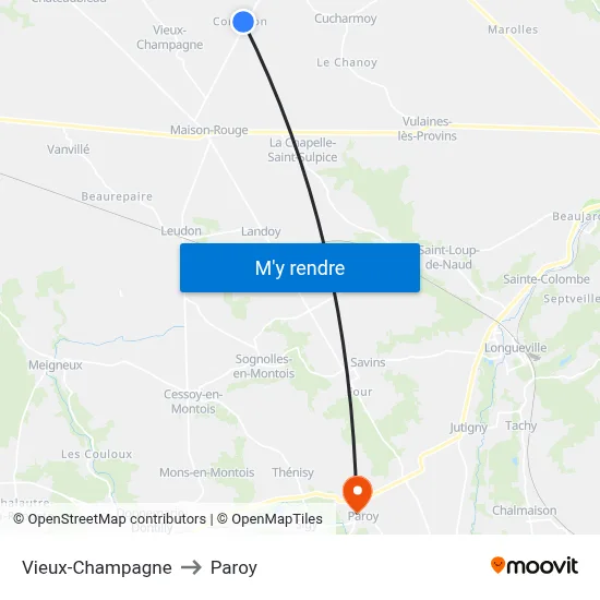 Vieux-Champagne to Paroy map