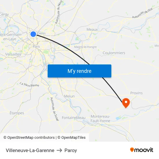 Villeneuve-La-Garenne to Paroy map
