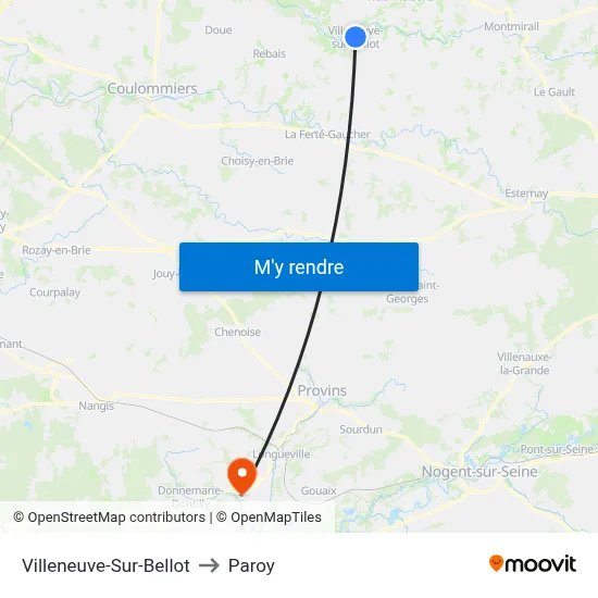 Villeneuve-Sur-Bellot to Paroy map