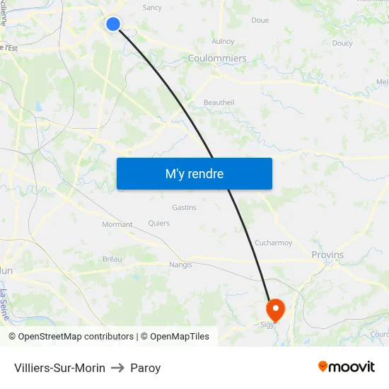Villiers-Sur-Morin to Paroy map