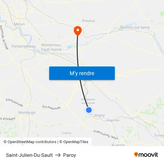 Saint-Julien-Du-Sault to Paroy map