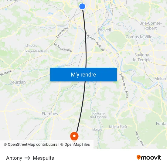 Antony to Mespuits map