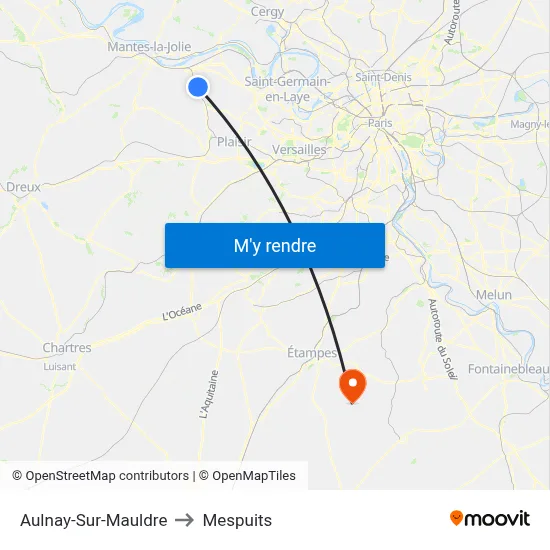 Aulnay-Sur-Mauldre to Mespuits map