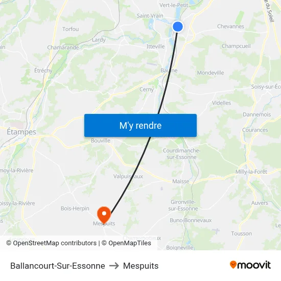 Ballancourt-Sur-Essonne to Mespuits map