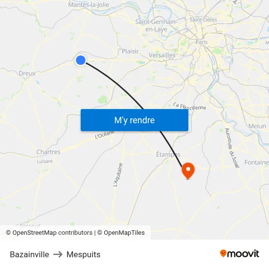 Bazainville to Mespuits map
