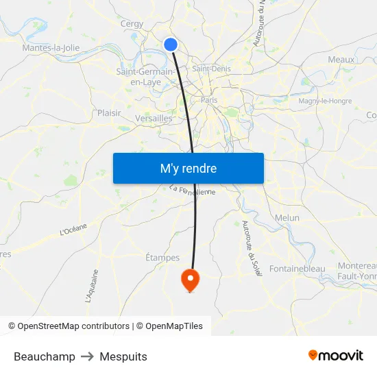 Beauchamp to Mespuits map