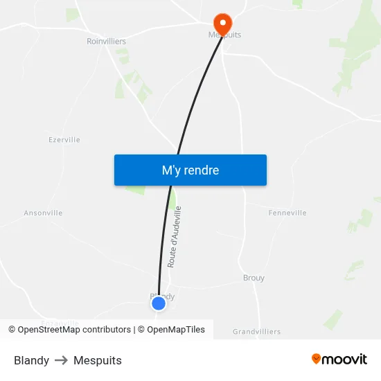 Blandy to Mespuits map