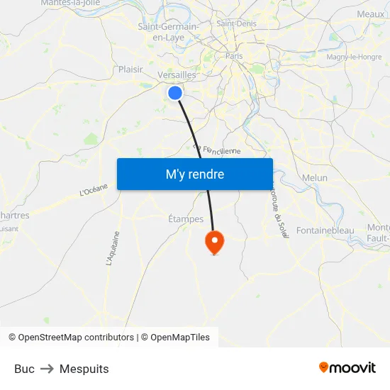 Buc to Mespuits map