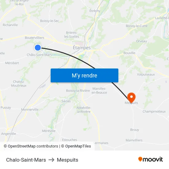 Chalo-Saint-Mars to Mespuits map