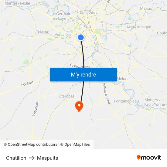 Chatillon to Mespuits map