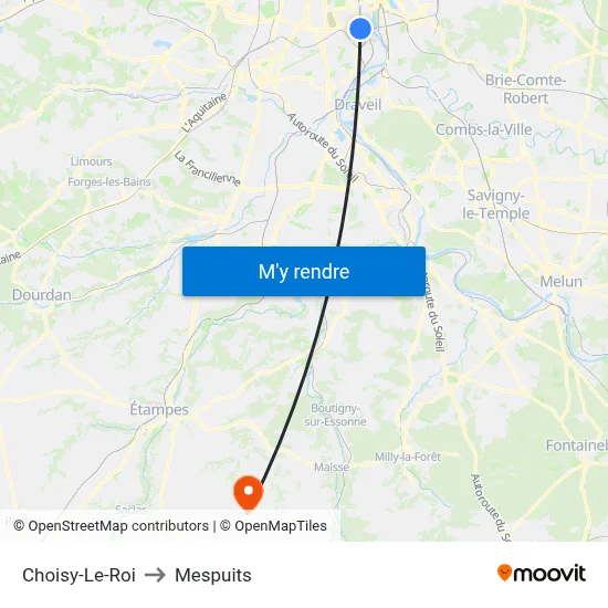 Choisy-Le-Roi to Mespuits map