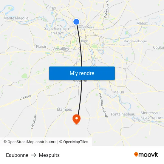 Eaubonne to Mespuits map