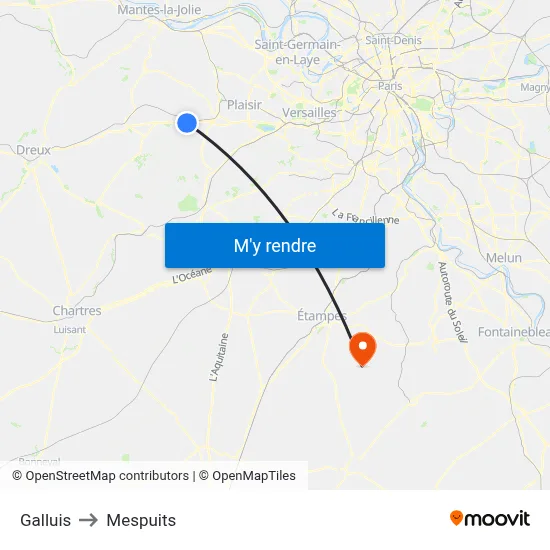 Galluis to Mespuits map