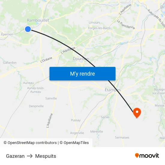 Gazeran to Mespuits map