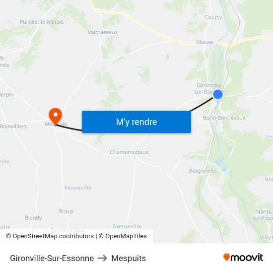 Gironville-Sur-Essonne to Mespuits map