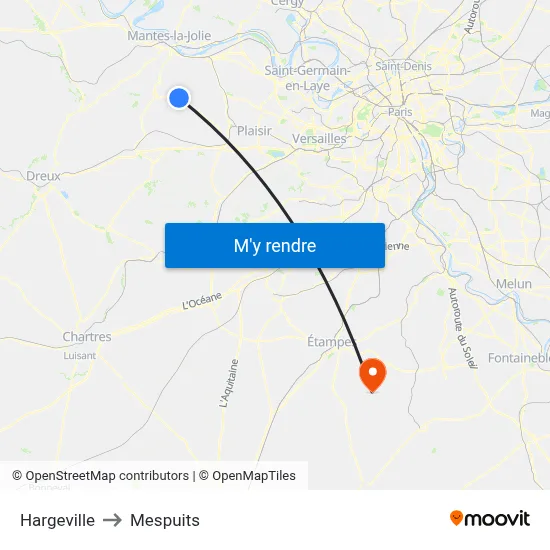 Hargeville to Mespuits map