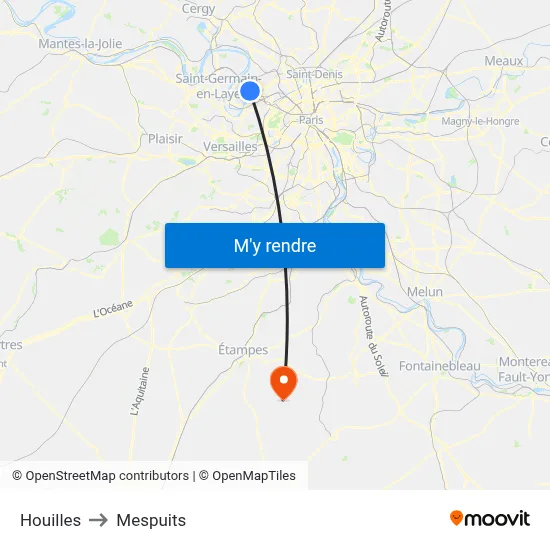 Houilles to Mespuits map