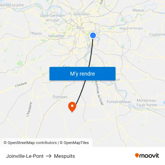 Joinville-Le-Pont to Mespuits map