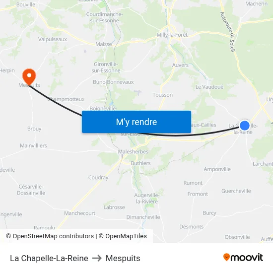 La Chapelle-La-Reine to Mespuits map