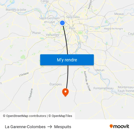 La Garenne-Colombes to Mespuits map