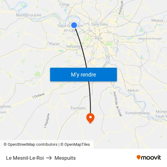 Le Mesnil-Le-Roi to Mespuits map