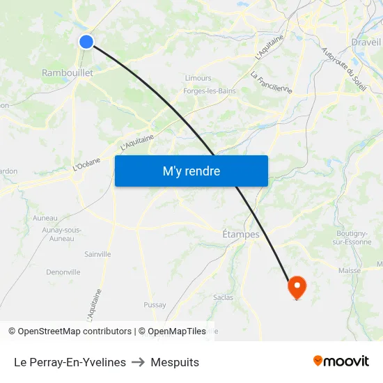 Le Perray-En-Yvelines to Mespuits map