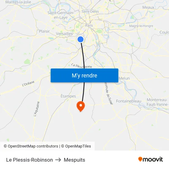 Le Plessis-Robinson to Mespuits map