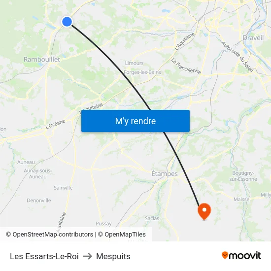 Les Essarts-Le-Roi to Mespuits map