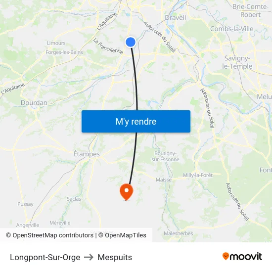 Longpont-Sur-Orge to Mespuits map