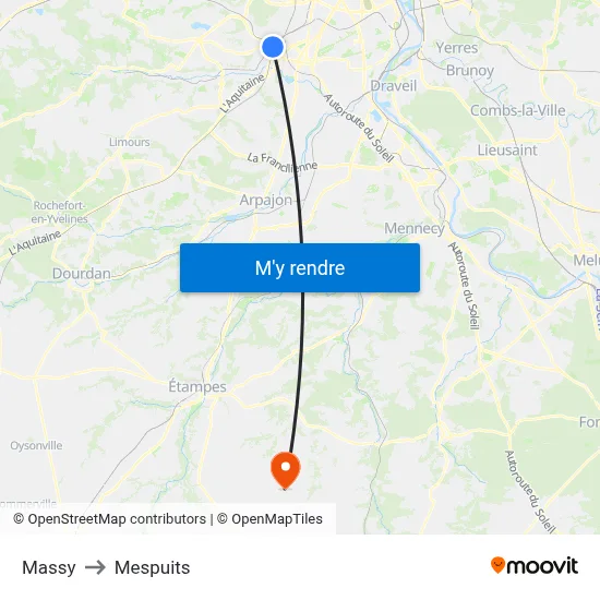 Massy to Mespuits map