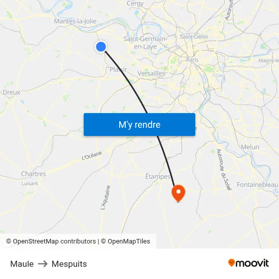 Maule to Mespuits map
